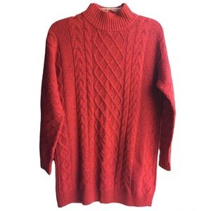 Reitmans Ladies Small Red/Black Cable Knit Pullover Sweater with Mock Neck